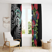 Meri Kirihimete New Zealand Window Curtain Tui on Pohutukawa LT7 - Polynesian Pride