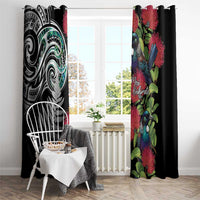 Meri Kirihimete New Zealand Window Curtain Tui on Pohutukawa LT7 - Polynesian Pride