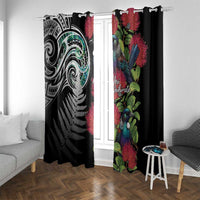 Meri Kirihimete New Zealand Window Curtain Tui on Pohutukawa LT7 With Grommets Black - Polynesian Pride