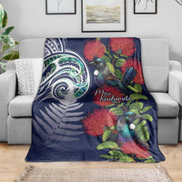 Meri Kirihimete New Zealand Blanket Tui on Pohutukawa - Blue Ver LT7 - Polynesian Pride