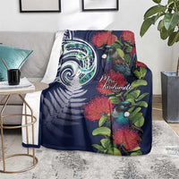 Meri Kirihimete New Zealand Blanket Tui on Pohutukawa - Blue Ver LT7 - Polynesian Pride