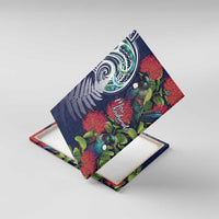 Meri Kirihimete New Zealand Canvas Wall Art Tui on Pohutukawa - Blue Ver LT7 With Frame Blue - Polynesian Pride