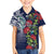 Meri Kirihimete New Zealand Family Matching Off The Shoulder Long Sleeve Dress and Hawaiian Shirt Tui on Pohutukawa - Blue Ver