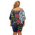 Meri Kirihimete New Zealand Family Matching Off Shoulder Short Dress and Hawaiian Shirt Tui on Pohutukawa - Blue Ver