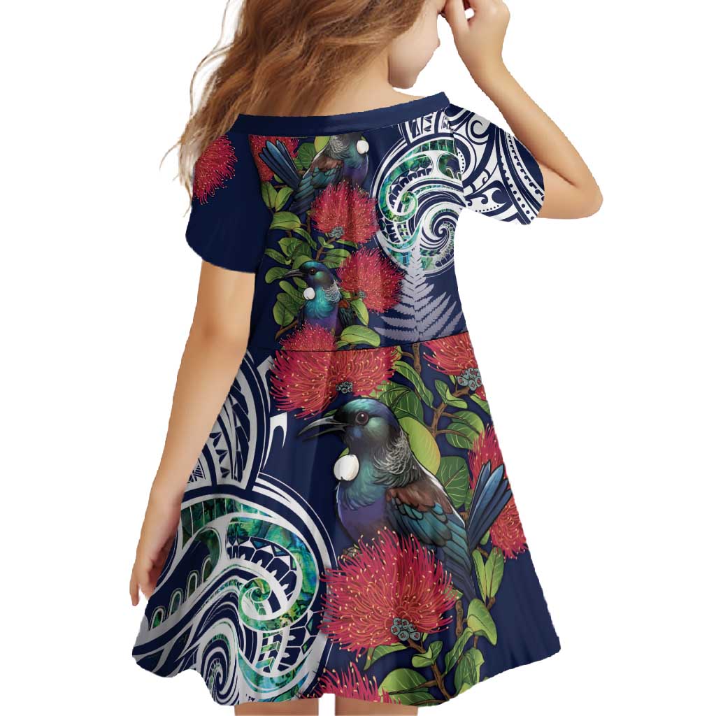 Meri Kirihimete New Zealand Family Matching Tank Maxi Dress and Hawaiian Shirt Tui on Pohutukawa - Blue Ver LT7 - Polynesian Pride