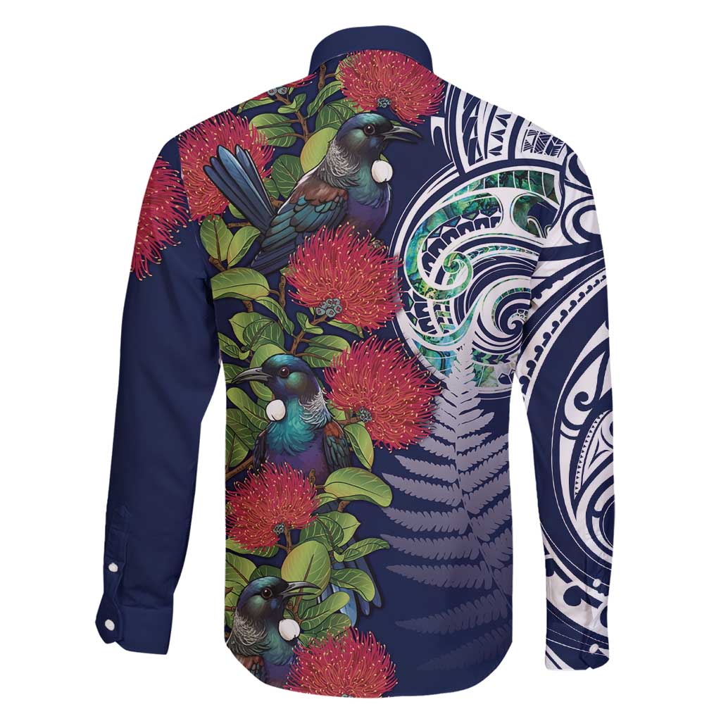 Meri Kirihimete New Zealand Family Matching Tank Maxi Dress and Hawaiian Shirt Tui on Pohutukawa - Blue Ver LT7 - Polynesian Pride