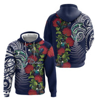 Meri Kirihimete New Zealand Hoodie Tui on Pohutukawa - Blue Ver LT7 - Polynesian Pride