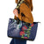 Meri Kirihimete New Zealand Leather Tote Bag Tui on Pohutukawa - Blue Ver