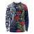 Meri Kirihimete New Zealand Long Sleeve Shirt Tui on Pohutukawa - Blue Ver