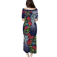 Meri Kirihimete New Zealand Puletasi Tui on Pohutukawa - Blue Ver LT7 - Polynesian Pride