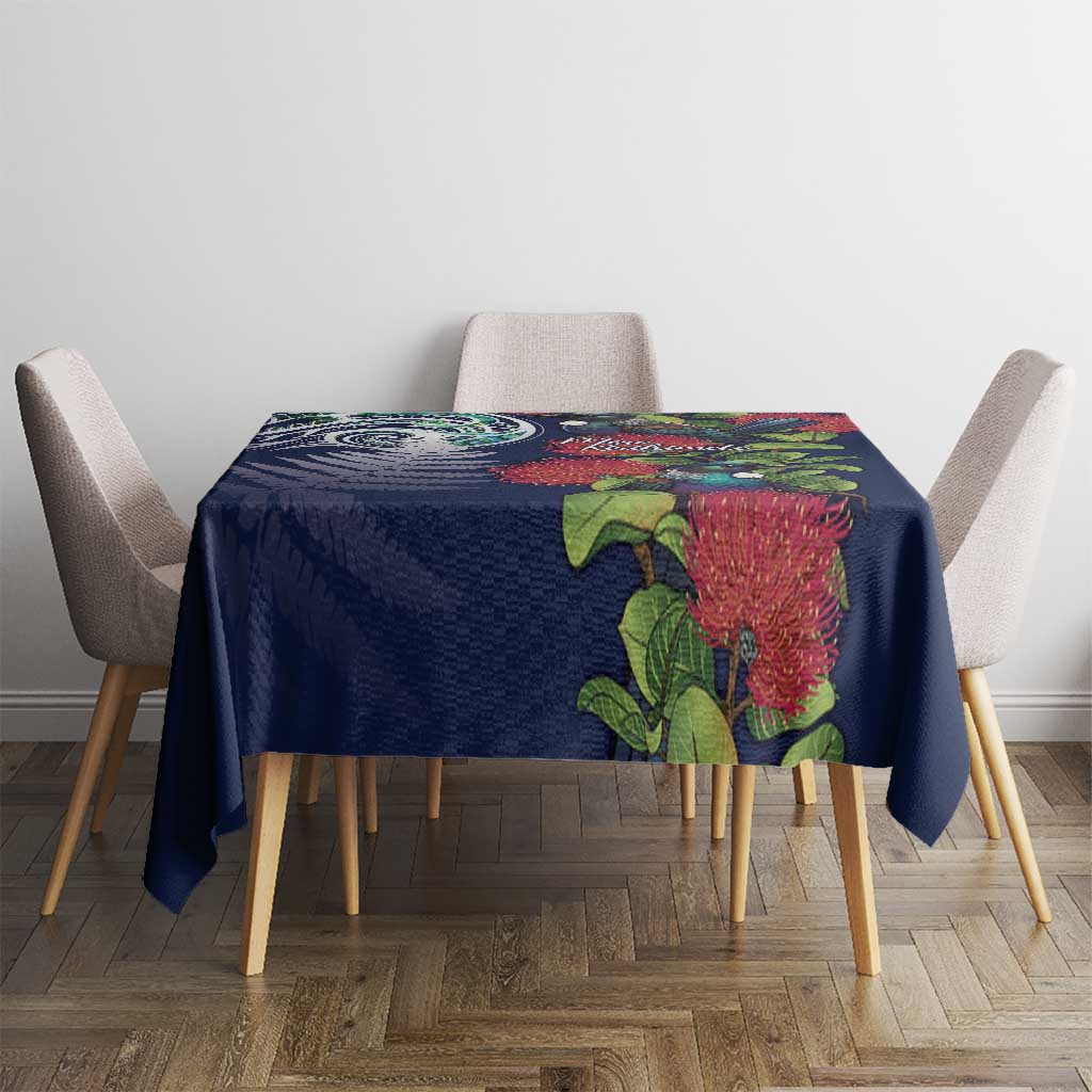 Meri Kirihimete New Zealand Tablecloth Tui on Pohutukawa - Blue Ver LT7 - Polynesian Pride