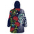 Meri Kirihimete New Zealand Wearable Blanket Hoodie Tui on Pohutukawa - Blue Ver