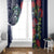 Meri Kirihimete New Zealand Window Curtain Tui on Pohutukawa - Blue Ver