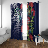 Meri Kirihimete New Zealand Window Curtain Tui on Pohutukawa - Blue Ver LT7 With Grommets Blue - Polynesian Pride