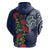 Meri Kirihimete New Zealand Zip Hoodie Tui on Pohutukawa - Blue Ver