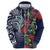 Meri Kirihimete New Zealand Zip Hoodie Tui on Pohutukawa - Blue Ver