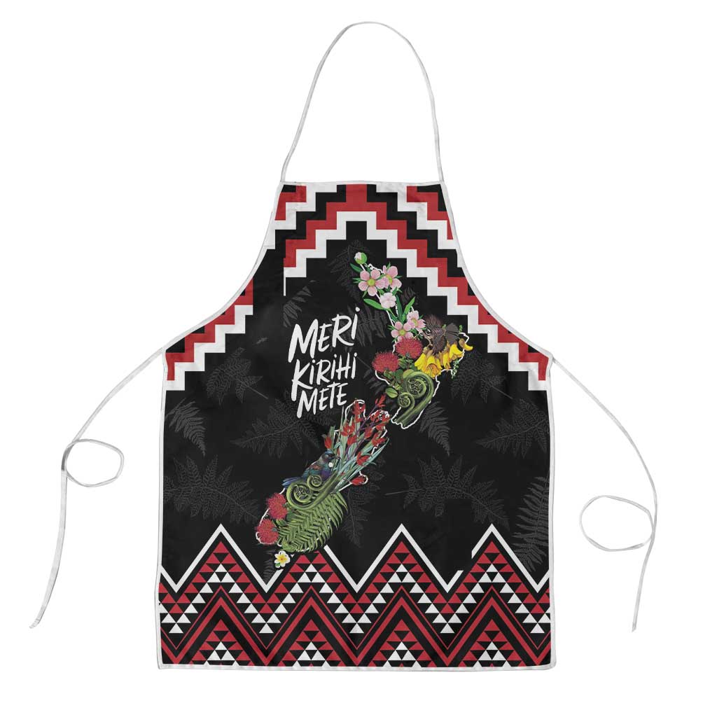 New Zealand Christmas Taniko Poutama Apron Flora Map with Birds - Polynesian Pride