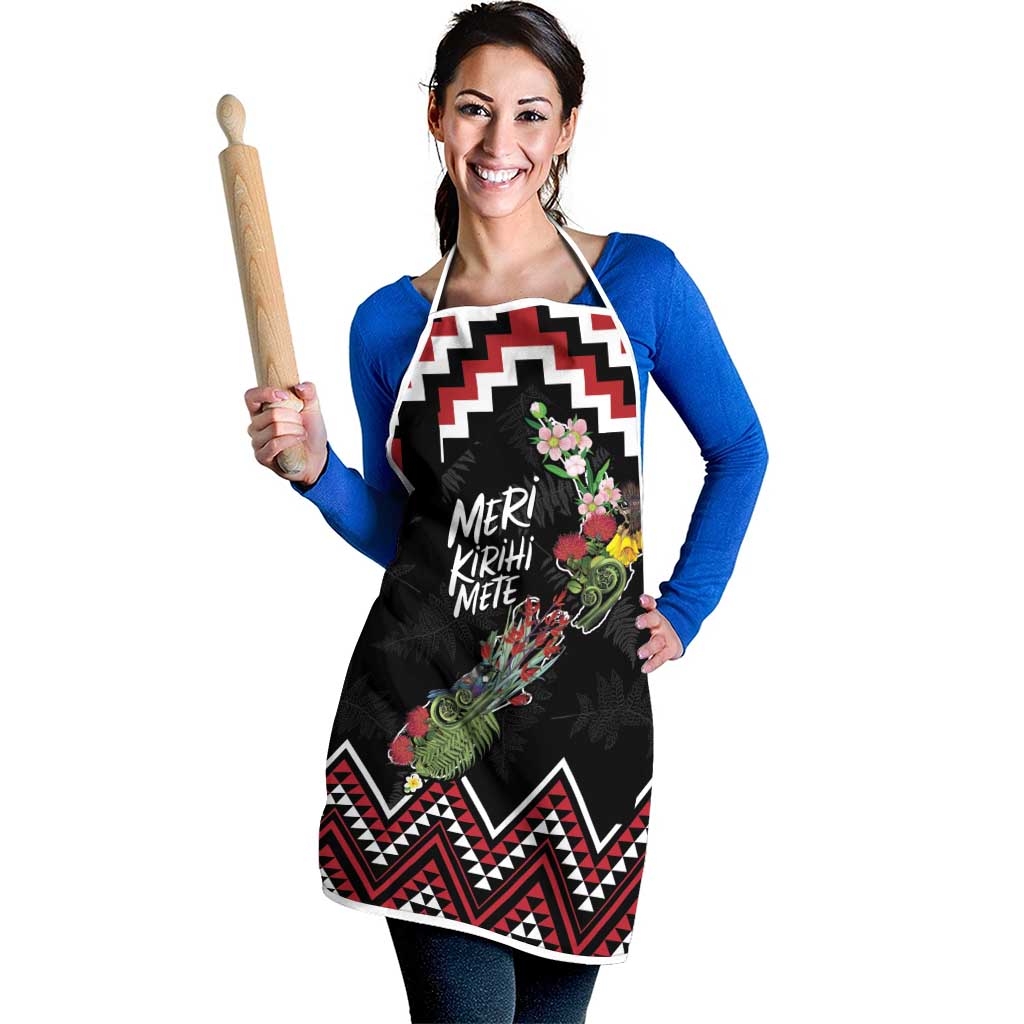New Zealand Christmas Taniko Poutama Apron Flora Map with Birds - Polynesian Pride