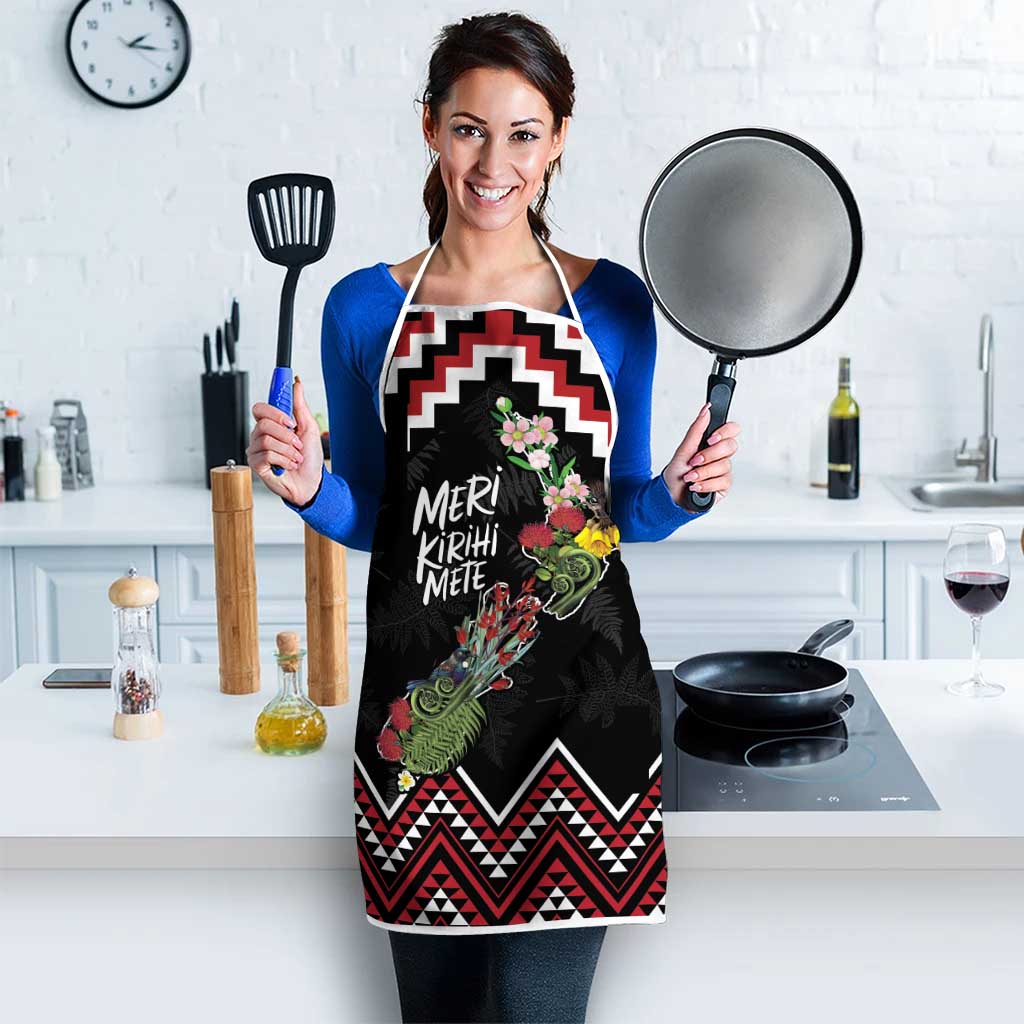 New Zealand Christmas Taniko Poutama Apron Flora Map with Birds - Polynesian Pride