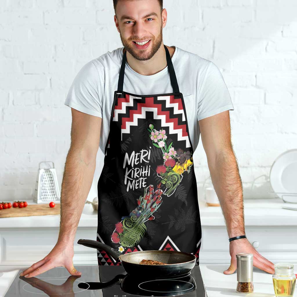 New Zealand Christmas Taniko Poutama Apron Flora Map with Birds - Polynesian Pride