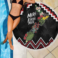 New Zealand Christmas Taniko Poutama Beach Blanket Flora Map with Birds - Polynesian Pride