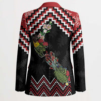 New Zealand Christmas Taniko Poutama Blazer Flora Map with Birds - Polynesian Pride