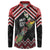 New Zealand Christmas Taniko Poutama Button Sweatshirt Flora Map with Birds - Polynesian Pride