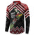 New Zealand Christmas Taniko Poutama Button Sweatshirt Flora Map with Birds - Polynesian Pride