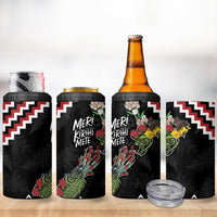 New Zealand Christmas Taniko Poutama 4 in 1 Can Cooler Tumbler Flora Map with Birds - Polynesian Pride