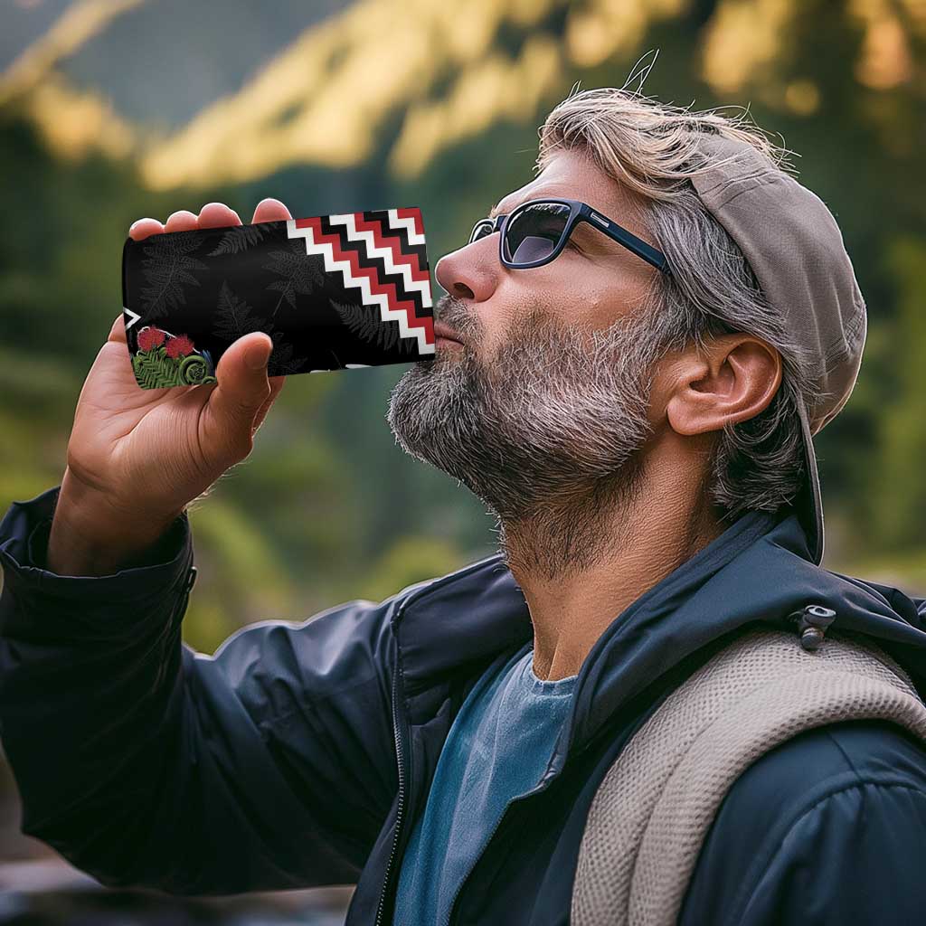 New Zealand Christmas Taniko Poutama 4 in 1 Can Cooler Tumbler Flora Map with Birds - Polynesian Pride