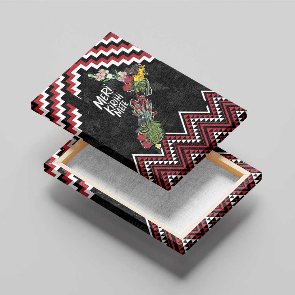 New Zealand Christmas Taniko Poutama Canvas Wall Art Flora Map with Birds - Polynesian Pride