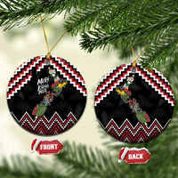 New Zealand Christmas Taniko Poutama Ceramic Ornament Flora Map with Birds - Polynesian Pride