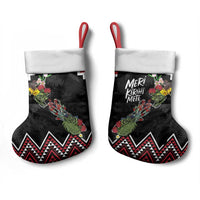New Zealand Christmas Taniko Poutama Christmas Stocking Flora Map with Birds - Polynesian Pride