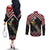 New Zealand Christmas Taniko Poutama Couples Matching Off The Shoulder Long Sleeve Dress and Long Sleeve Button Shirt Flora Map with Birds - Polynesian Pride