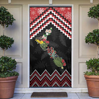 New Zealand Christmas Taniko Poutama Door Cover Flora Map with Birds - Polynesian Pride