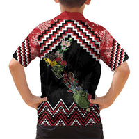 New Zealand Christmas Taniko Poutama Family Matching Short Sleeve Bodycon Dress and Hawaiian Shirt Flora Map with Birds - Polynesian Pride