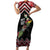 New Zealand Christmas Taniko Poutama Family Matching Short Sleeve Bodycon Dress and Hawaiian Shirt Flora Map with Birds - Polynesian Pride