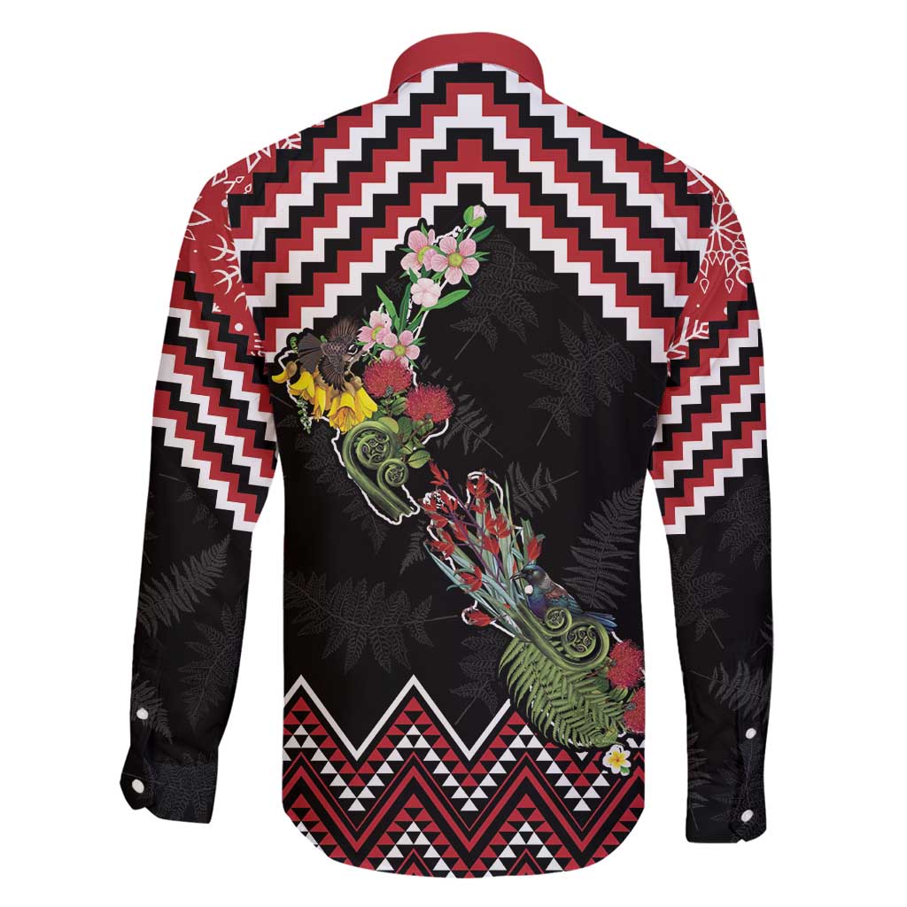 New Zealand Christmas Taniko Poutama Family Matching Summer Maxi Dress and Hawaiian Shirt Flora Map with Birds - Polynesian Pride