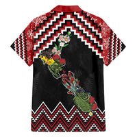 New Zealand Christmas Taniko Poutama Family Matching Tank Maxi Dress and Hawaiian Shirt Flora Map with Birds - Polynesian Pride