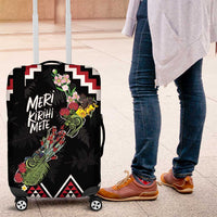 New Zealand Christmas Taniko Poutama Luggage Cover Flora Map with Birds - Polynesian Pride