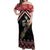 New Zealand Christmas Taniko Poutama Off Shoulder Maxi Dress Flora Map with Birds - Polynesian Pride