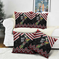 New Zealand Christmas Taniko Poutama Pillow Cover Flora Map with Birds - Polynesian Pride