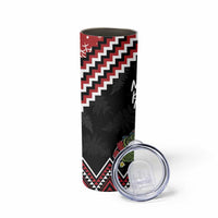 New Zealand Christmas Taniko Poutama Skinny Tumbler Flora Map with Birds - Polynesian Pride