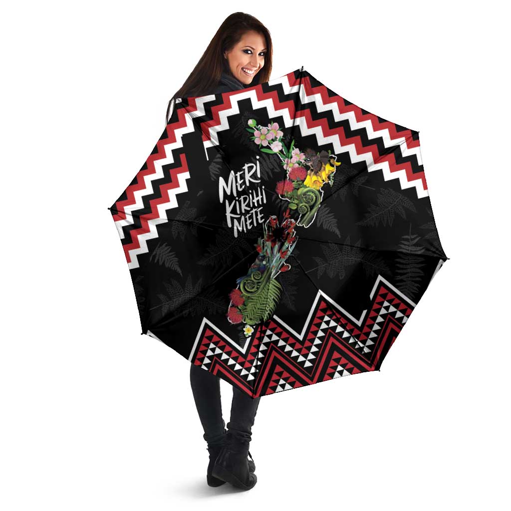 New Zealand Christmas Taniko Poutama Umbrella Flora Map with Birds - Polynesian Pride