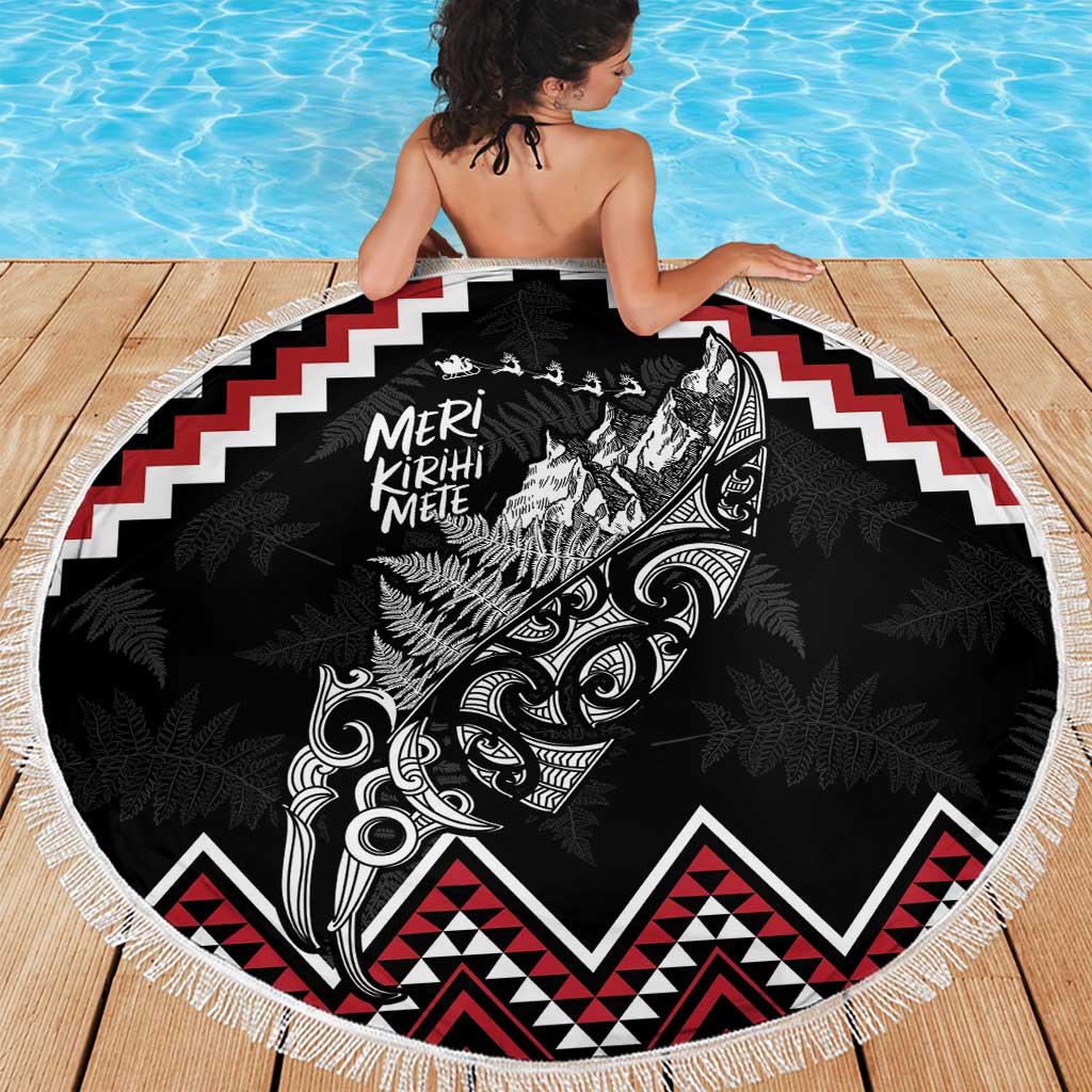 New Zealand Christmas Taniko Poutama Beach Blanket Mountainscape Maori Fern - Polynesian Pride