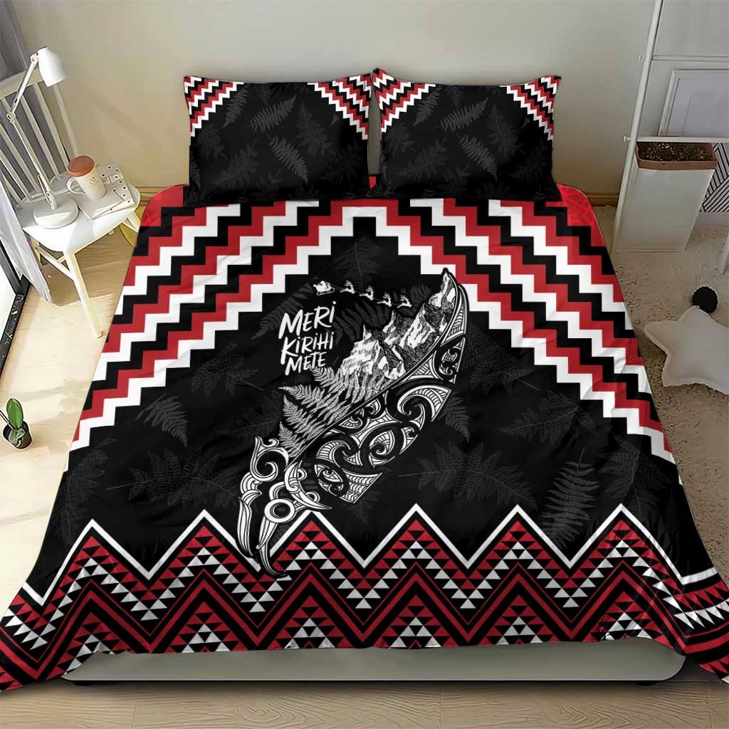 New Zealand Christmas Taniko Poutama Bedding Set Mountainscape Maori Fern - Polynesian Pride