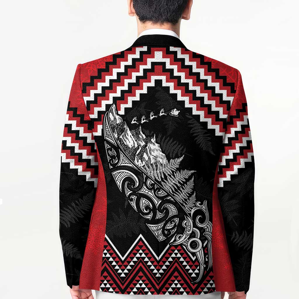 New Zealand Christmas Taniko Poutama Blazer Mountainscape Maori Fern - Polynesian Pride