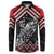 New Zealand Christmas Taniko Poutama Button Sweatshirt Mountainscape Maori Fern - Polynesian Pride
