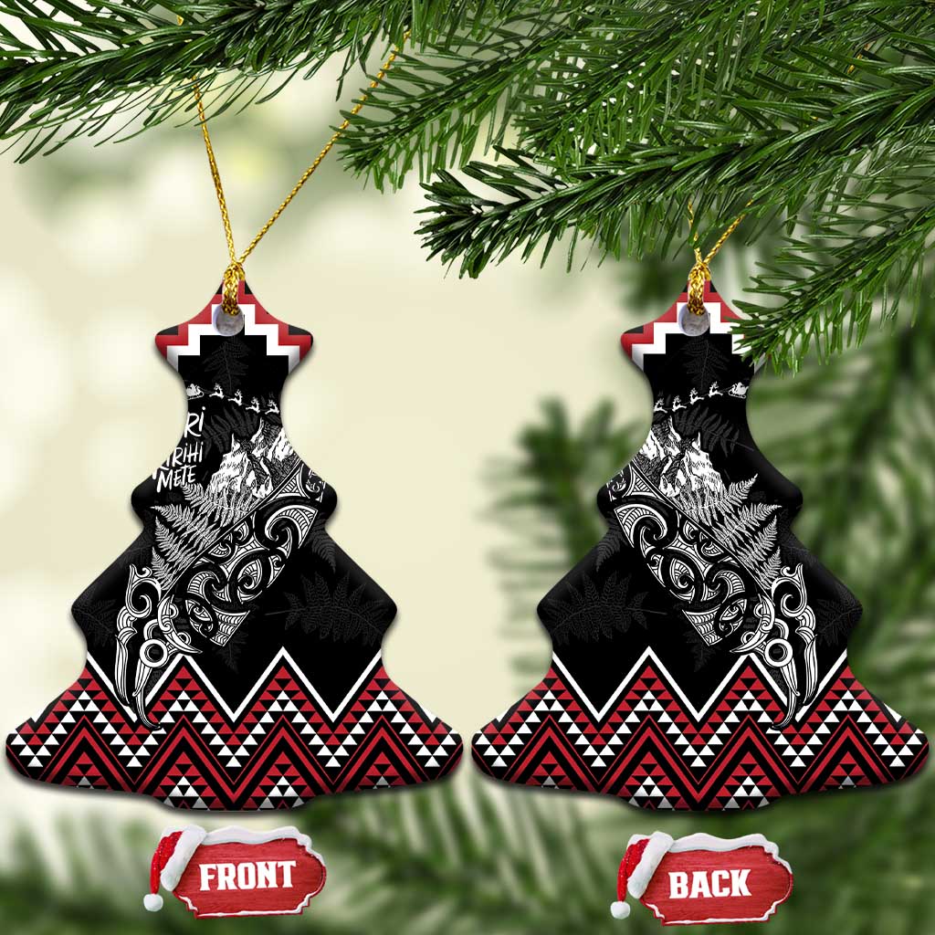 New Zealand Christmas Taniko Poutama Ceramic Ornament Mountainscape Maori Fern - Polynesian Pride