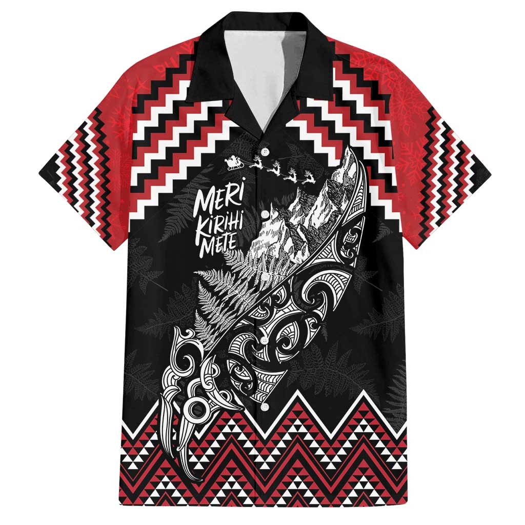 New Zealand Christmas Taniko Poutama Family Matching Off Shoulder Short Dress and Hawaiian Shirt Mountainscape Maori Fern - Polynesian Pride